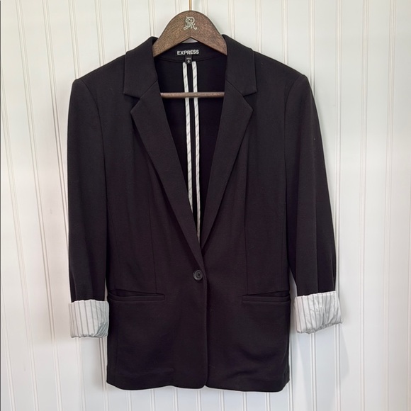 Express Jackets & Blazers - Express Black Blazer with Striped Accents